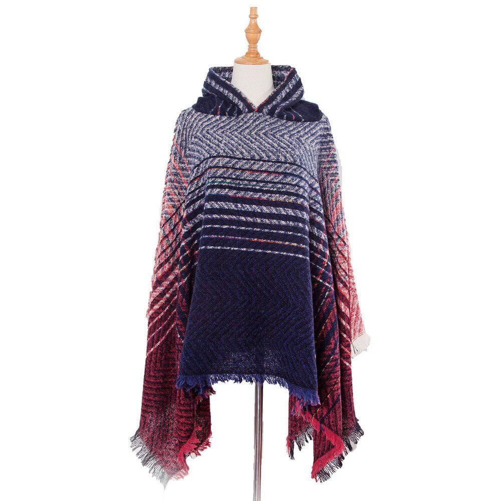 Fein gestreifter Damenponcho