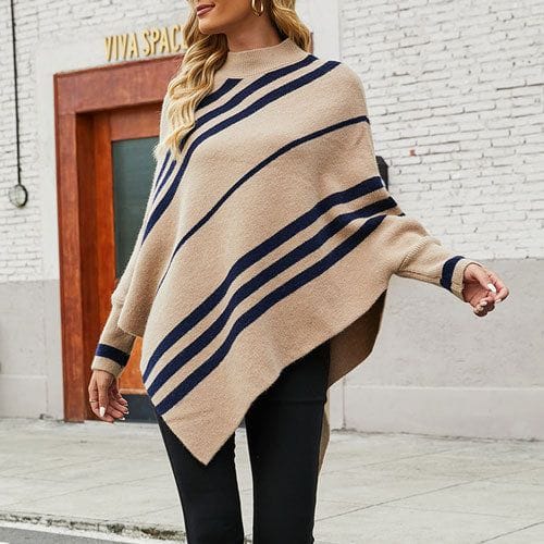 Pullover-Poncho mit langen Ärmeln
