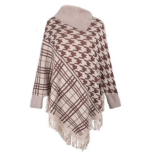 Pullover-Poncho mit Stehkragen
