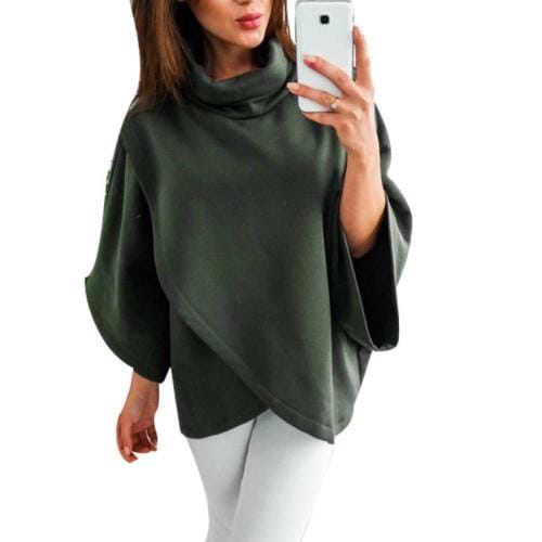 Karierter Damen-Poncho mit Stehkragen
