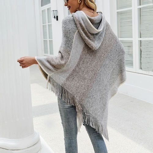 Damenponcho mit Kapuze