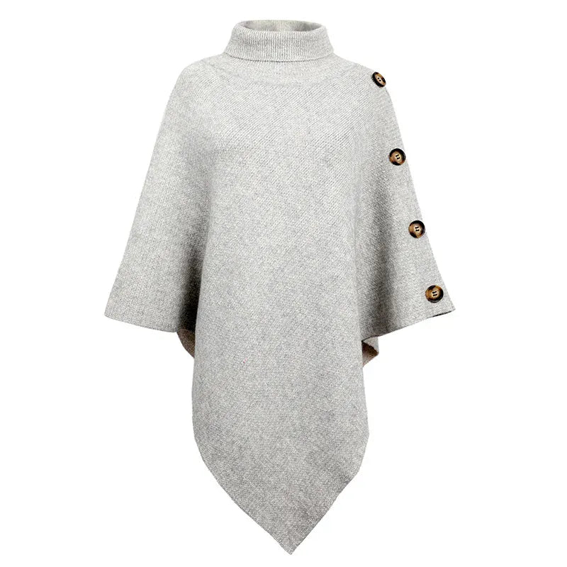 Asymmetrischer Poncho mit Rollkragen und Fledermausärmeln