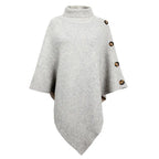 Asymmetrischer Poncho mit Rollkragen und Fledermausärmeln
