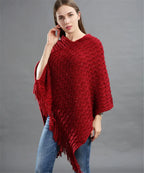Pailletten-Poncho, asymmetrisch gestrickt, mit langen Fransen