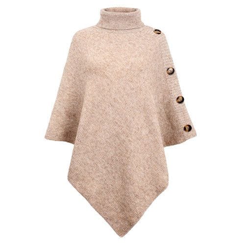 Poncho mit Rollkragen und Knöpfen