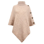 Asymmetrischer Poncho mit Rollkragen und Fledermausärmeln