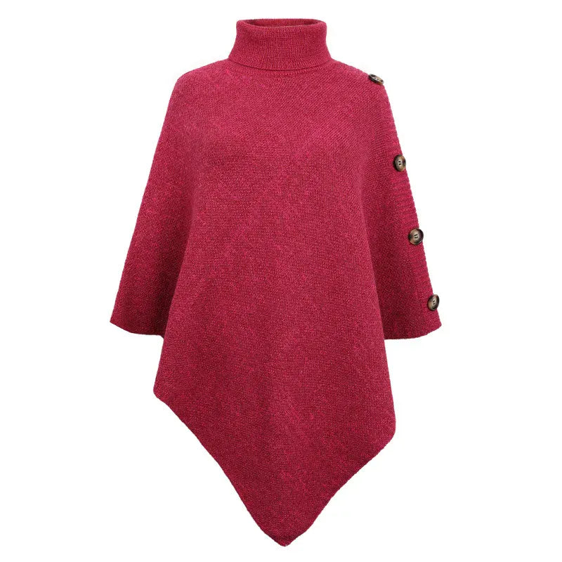 Asymmetrischer Poncho mit Rollkragen und Fledermausärmeln