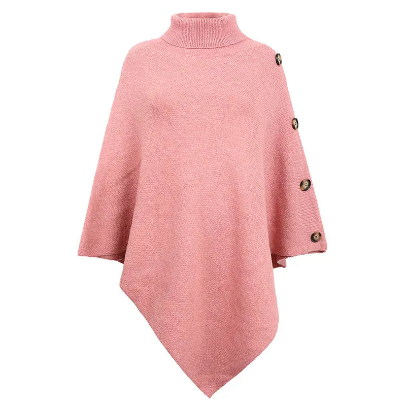 Asymmetrischer Poncho mit Rollkragen und Fledermausärmeln