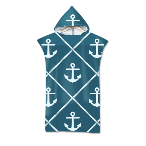 Blauer Strandponcho mit Kapuze