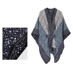 Damen-Poncho aus Kaschmir mit gestrickten Wollmotiven