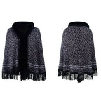 Kaschmir-Damenponcho mit Leopardenmuster