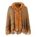 Kaschmir-Damenponcho mit Leopardenmuster