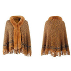 Kaschmir-Damenponcho mit Leopardenmuster