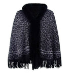 Kaschmir-Damenponcho mit Leopardenmuster
