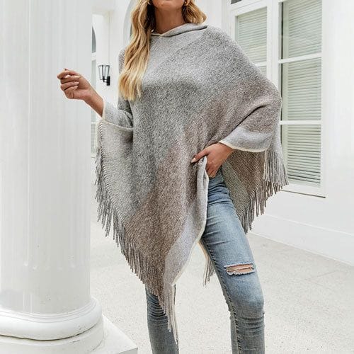 Damenponcho mit Kapuze