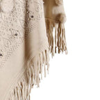 Damenponcho mit Pompons aus Baumwolle
