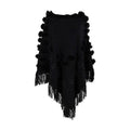 Damenponcho mit Pompons aus Baumwolle