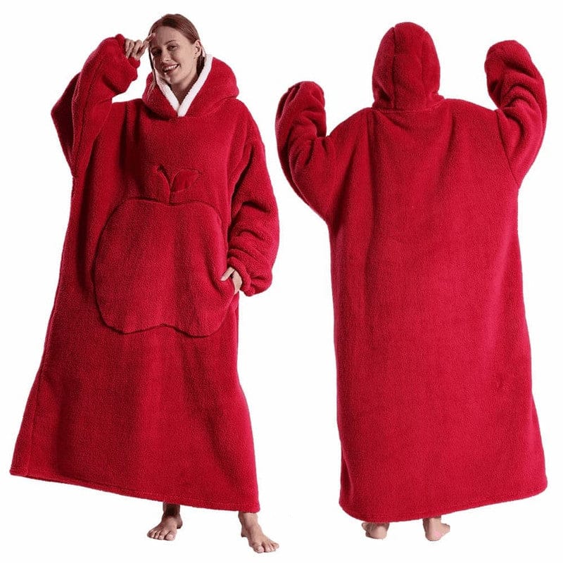 Fleece-Deckenponcho für Damen mit Kapuze