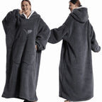 Fleece-Deckenponcho für Damen mit Kapuze