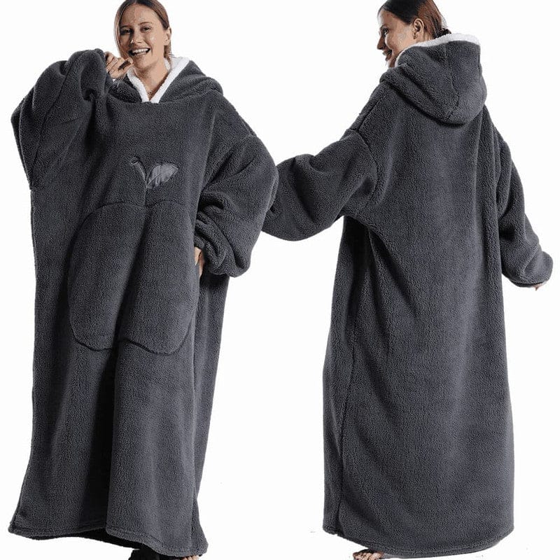 Fleece-Deckenponcho für Damen mit Kapuze