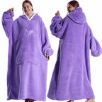 Fleece-Deckenponcho für Damen mit Kapuze