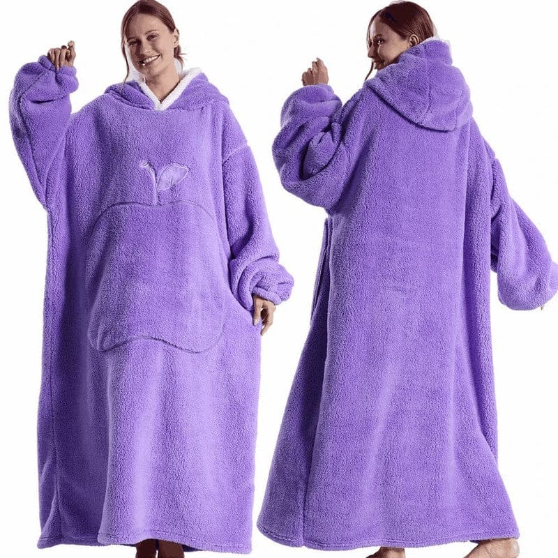 Fleece-Deckenponcho für Damen mit Kapuze