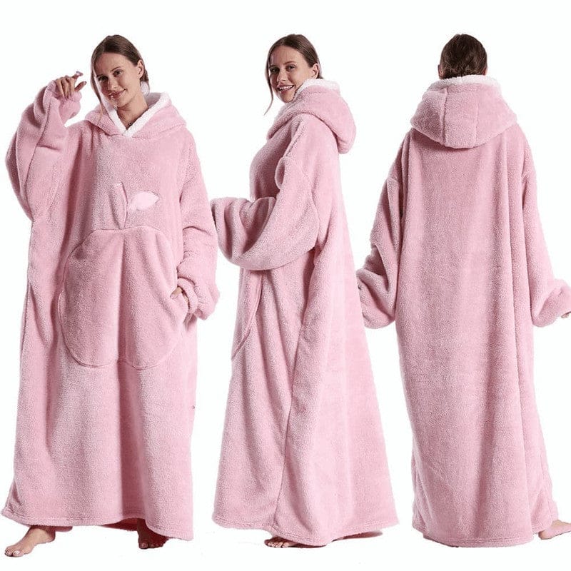 Fleece-Deckenponcho für Damen mit Kapuze
