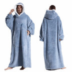 Fleece-Deckenponcho für Damen mit Kapuze