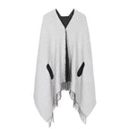 Einfarbiger, wendbarer Damen-Poncho aus Kaschmir