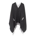 Einfarbiger, wendbarer Damen-Poncho aus Kaschmir