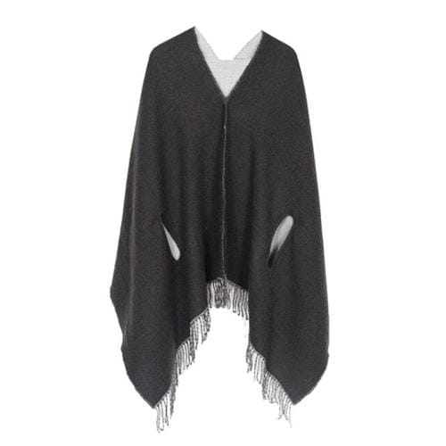 Einfarbiger, wendbarer Damen-Poncho aus Kaschmir