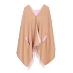 Einfarbiger, wendbarer Damen-Poncho aus Kaschmir