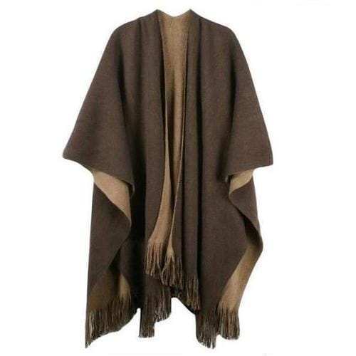 Einfarbiger Wollponcho für Damen