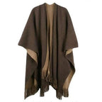 Einfarbiger Wollponcho für Damen