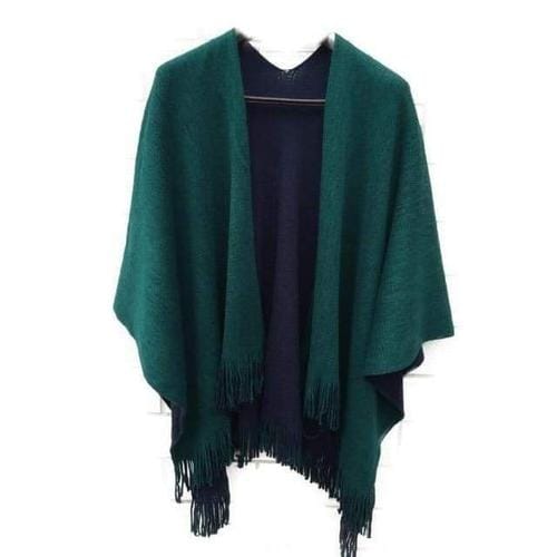 Einfarbiger Wollponcho für Damen