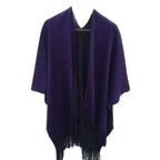 Einfarbiger Wollponcho für Damen
