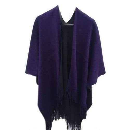 Einfarbiger Wollponcho für Damen