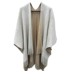 Einfarbiger Wollponcho für Damen
