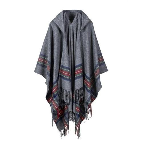 Ethnischer Damenponcho mit Kapuze