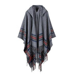 Ethnischer Damenponcho mit Kapuze
