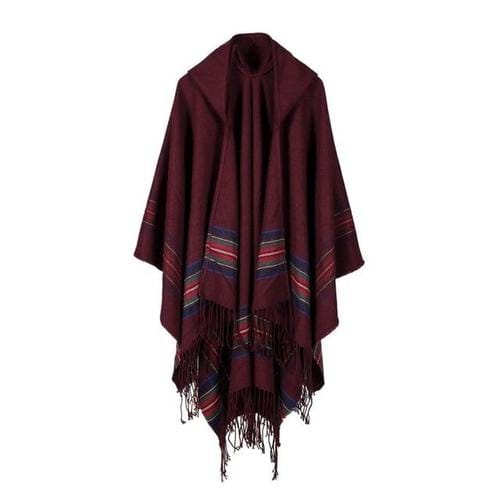 Ethnischer Damenponcho mit Kapuze