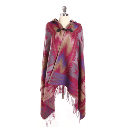 Feiner Damenponcho mit Kapuze