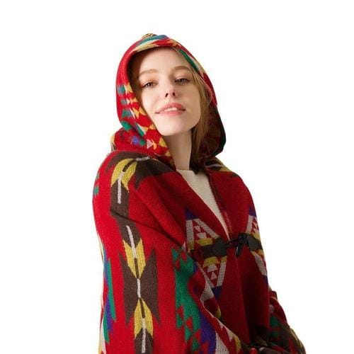 Feiner Damenponcho mit Kapuze