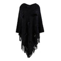Feiner Damenponcho mit Pompons