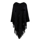 Feiner Damenponcho mit Pompons