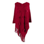 Feiner Damenponcho mit Pompons