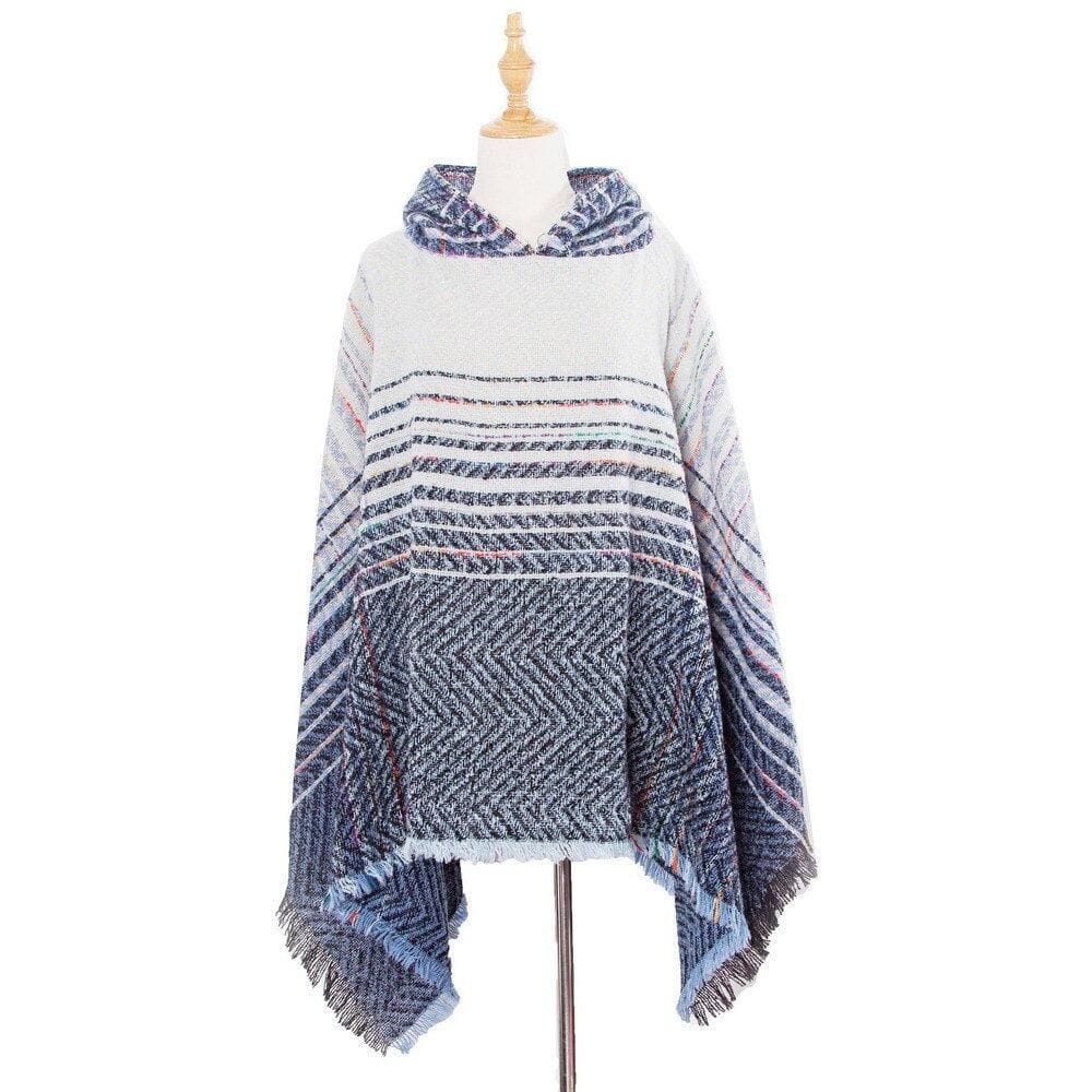 Fein gestreifter Damenponcho