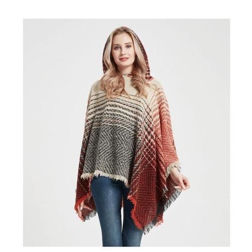 Fein gestreifter Damenponcho