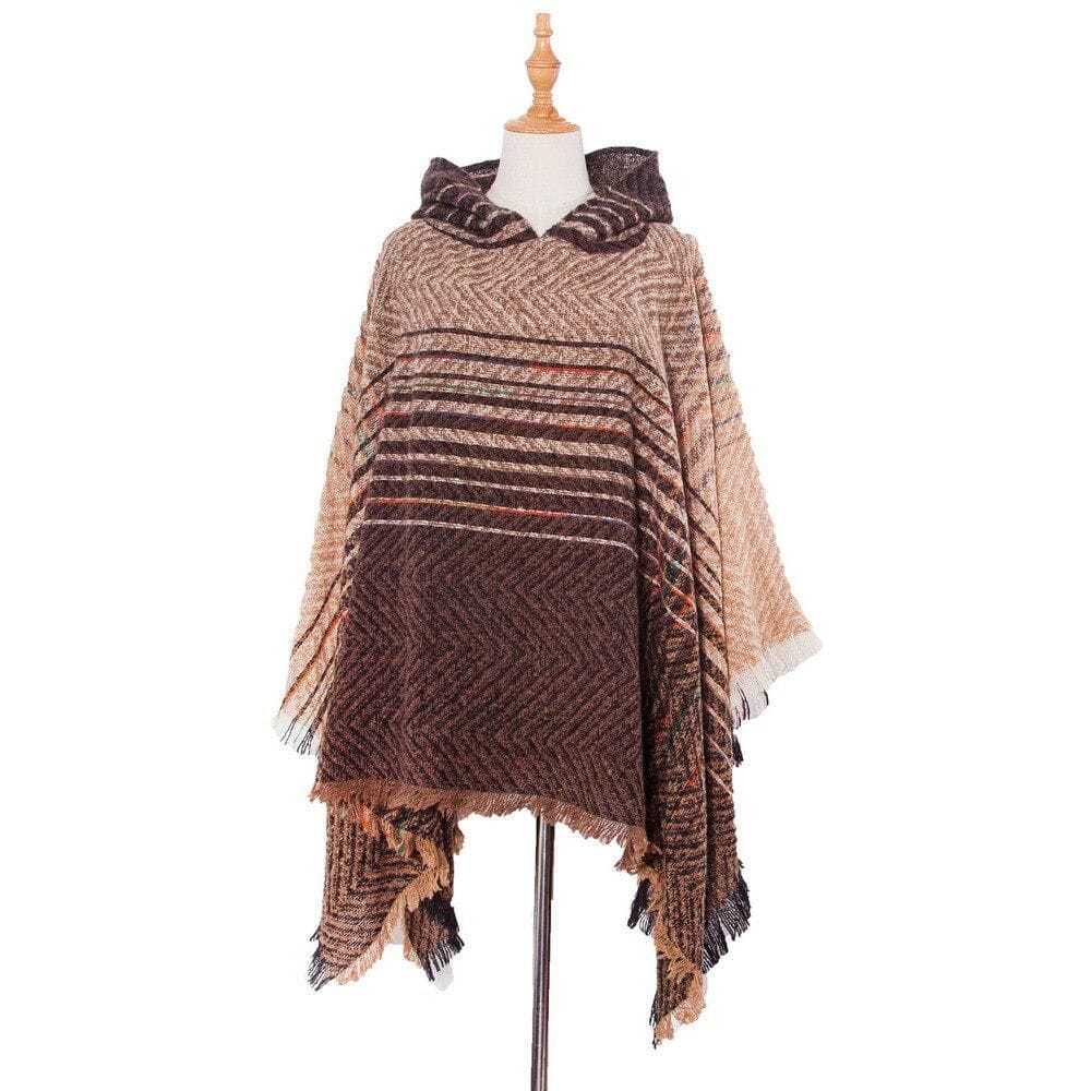 Fein gestreifter Damenponcho