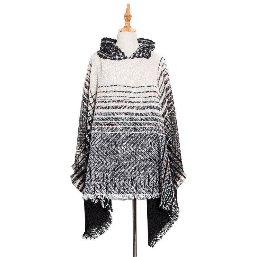Fein gestreifter Damenponcho